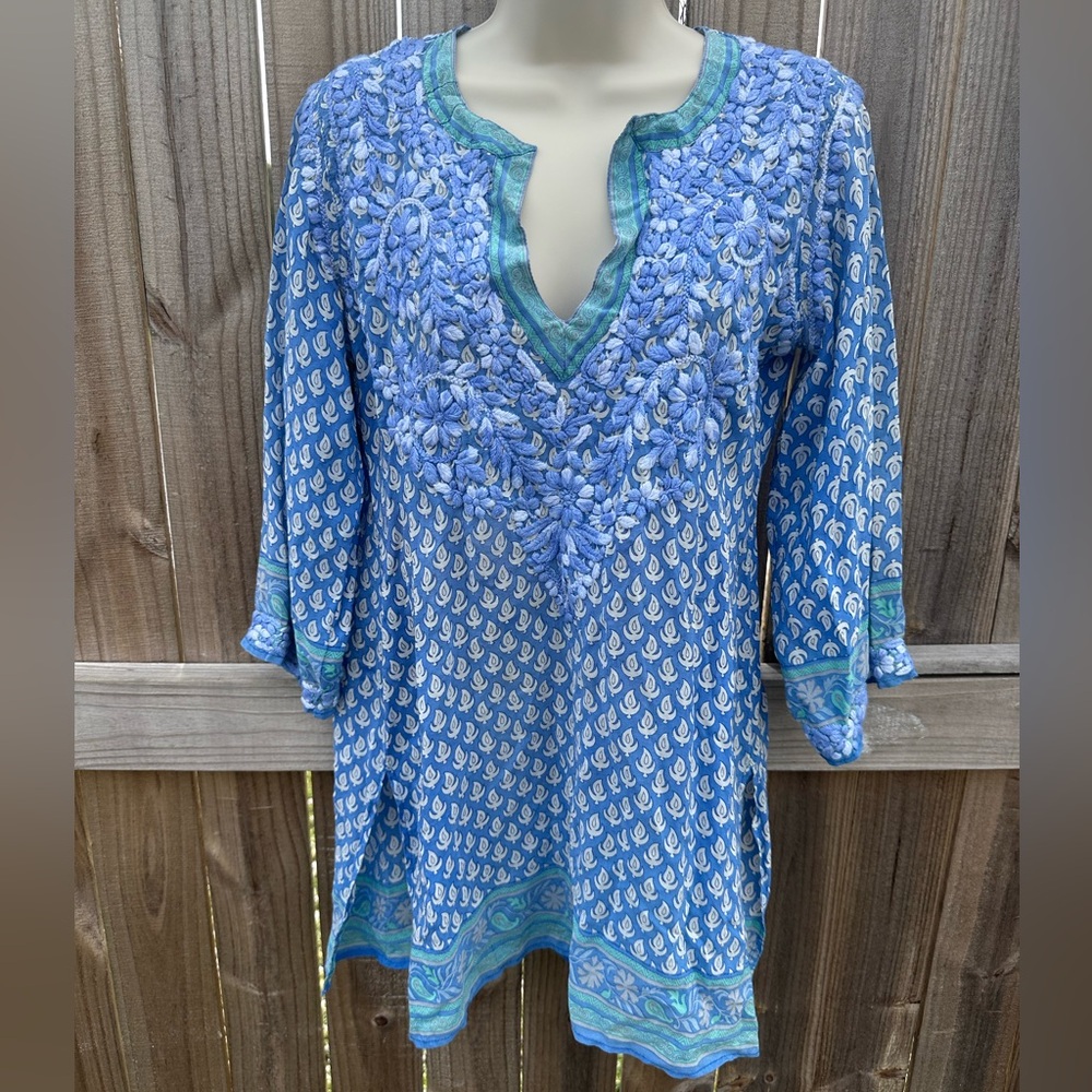 Amaya women’s silk embroidered tunic size 38 (small)